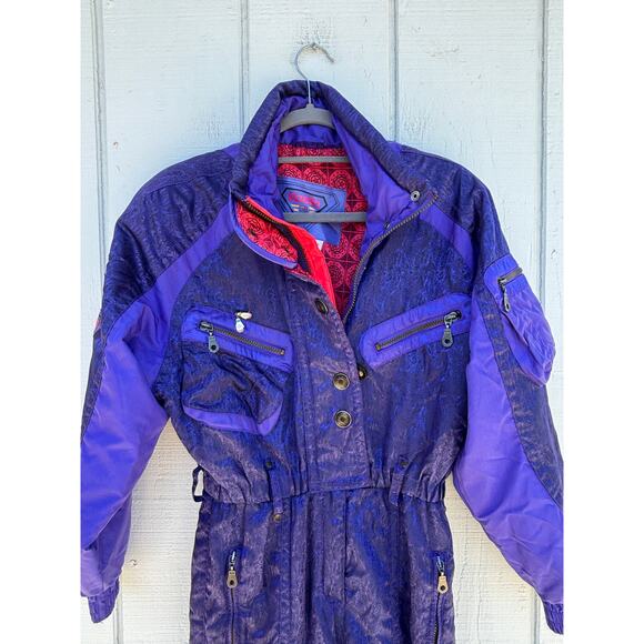 Vintage 80s Kaelin Iridescent Purple Ski Suit, Snowsuit,‎ Size 4 - Picture 2 of 8